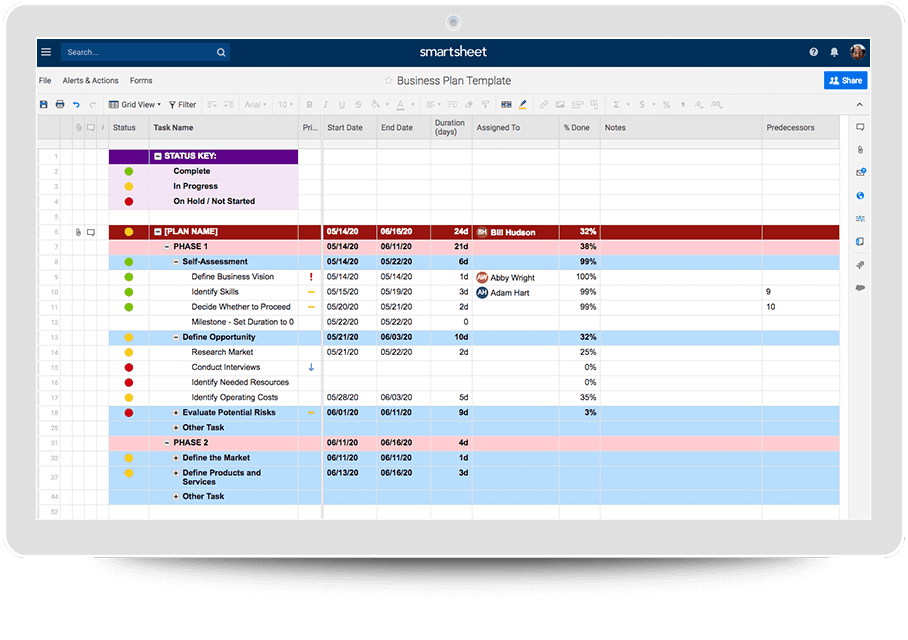 smartsheet business plan vs enterprise plan