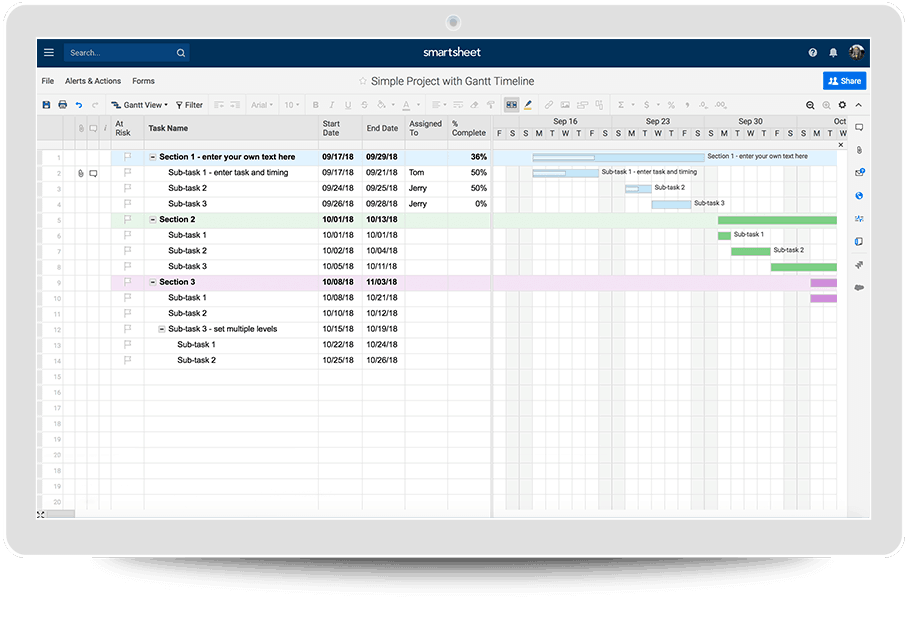 Smartsheet Gantt Chart Template