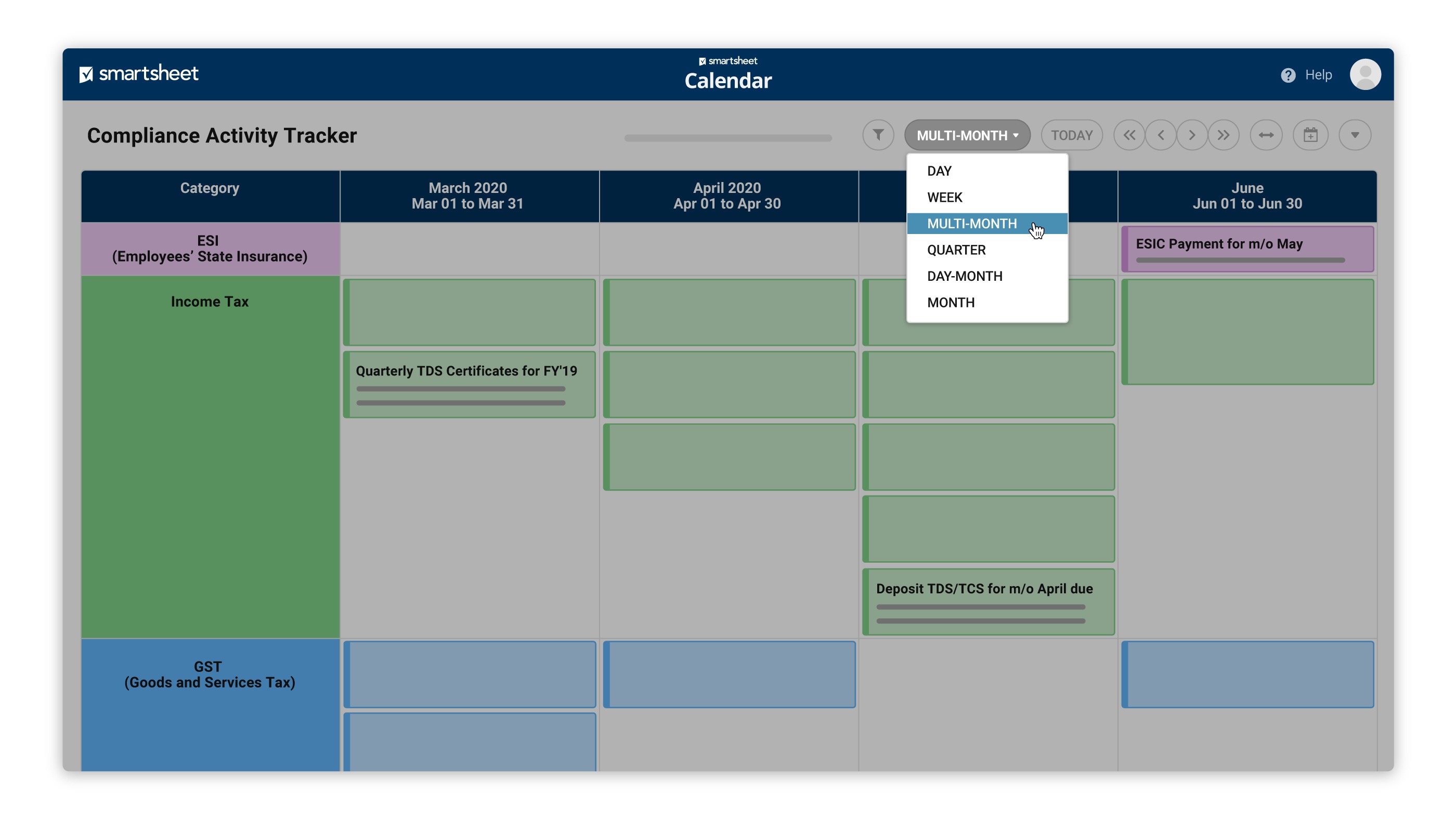 Calendar App Smartsheet