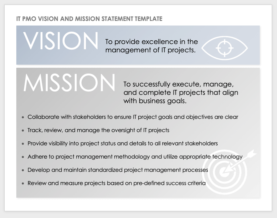 IT PMO Vision and Mission Statement Template