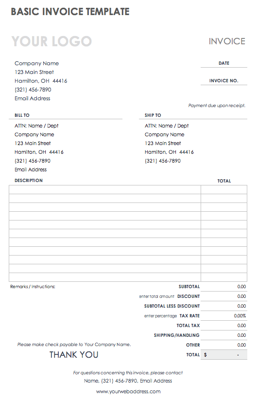 download free pdf invoice templates smartsheet