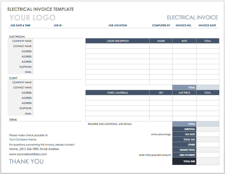 Download Free Pdf Invoice Templates Smartsheet