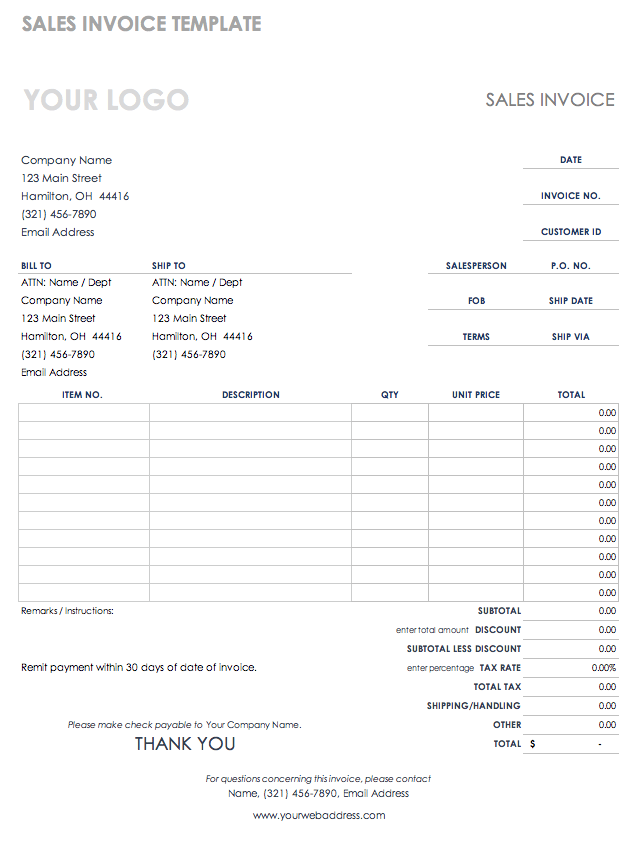 Invoice Template Free Download from www.smartsheet.com