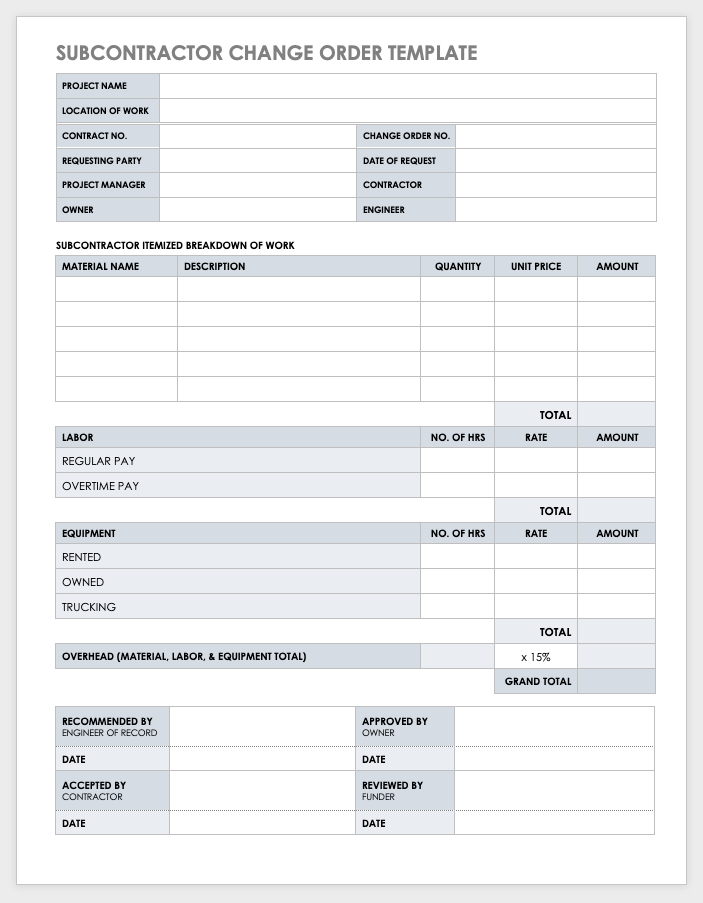 Change Order Form Template from www.smartsheet.com