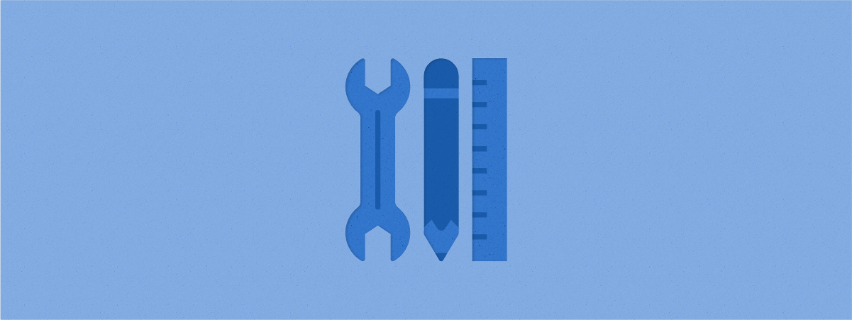 Illustration of tools: wrench, pencil, and ruler