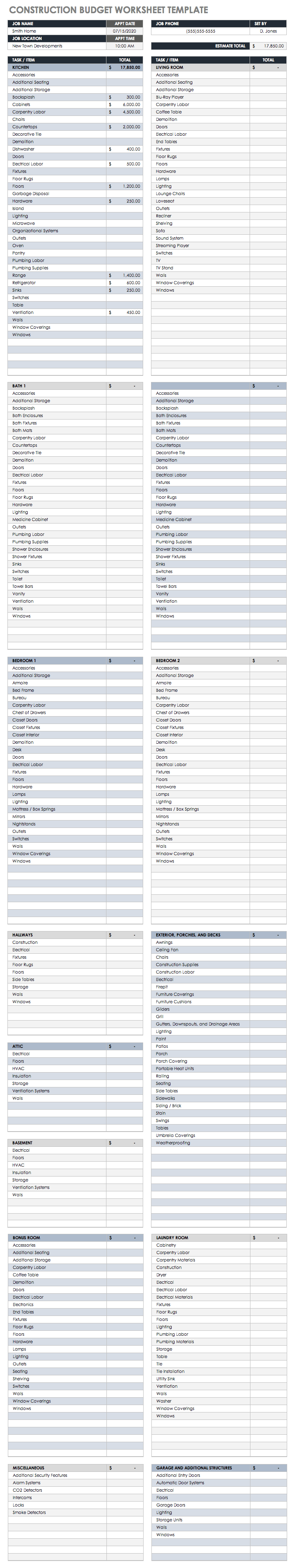 Home Construction Budget Template from www.smartsheet.com