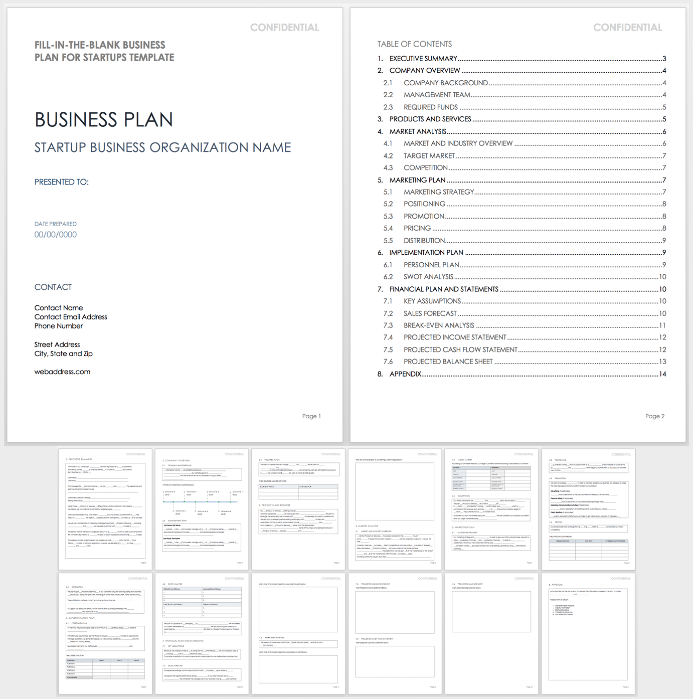 Fill in the Blank Business Plan Startups Template