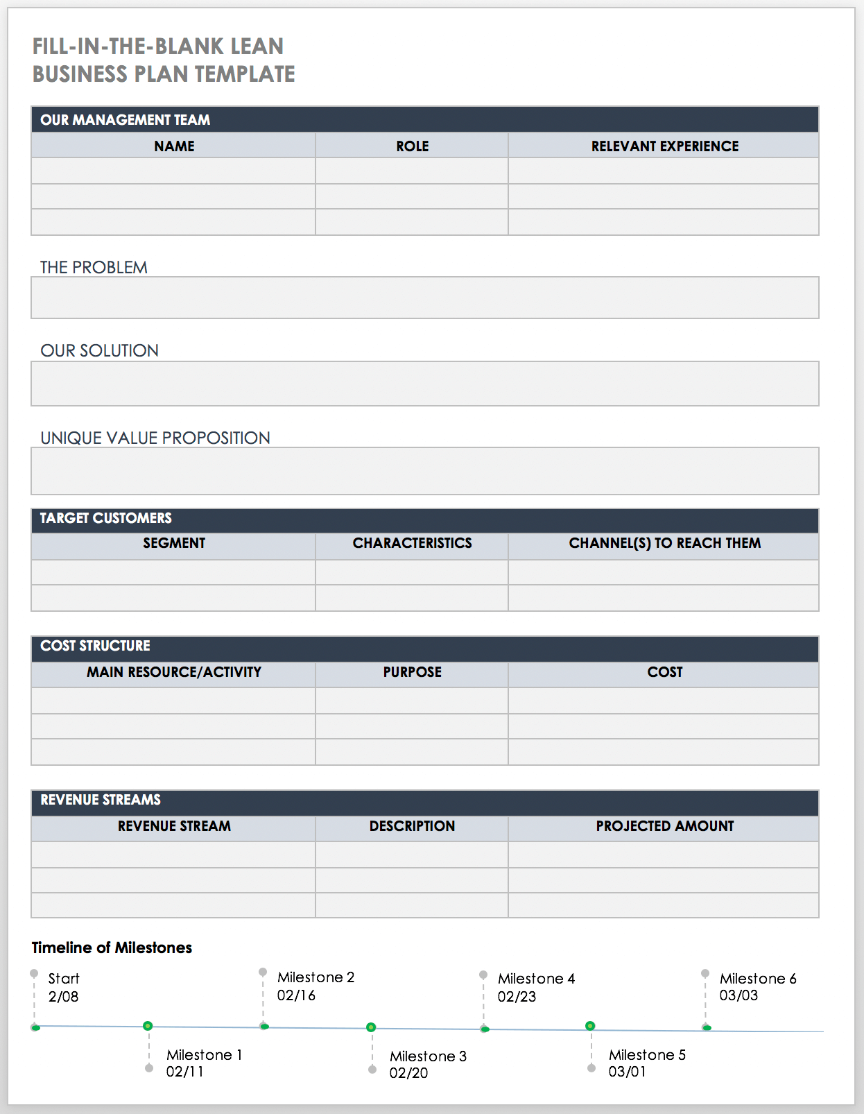 printable startup business plan template