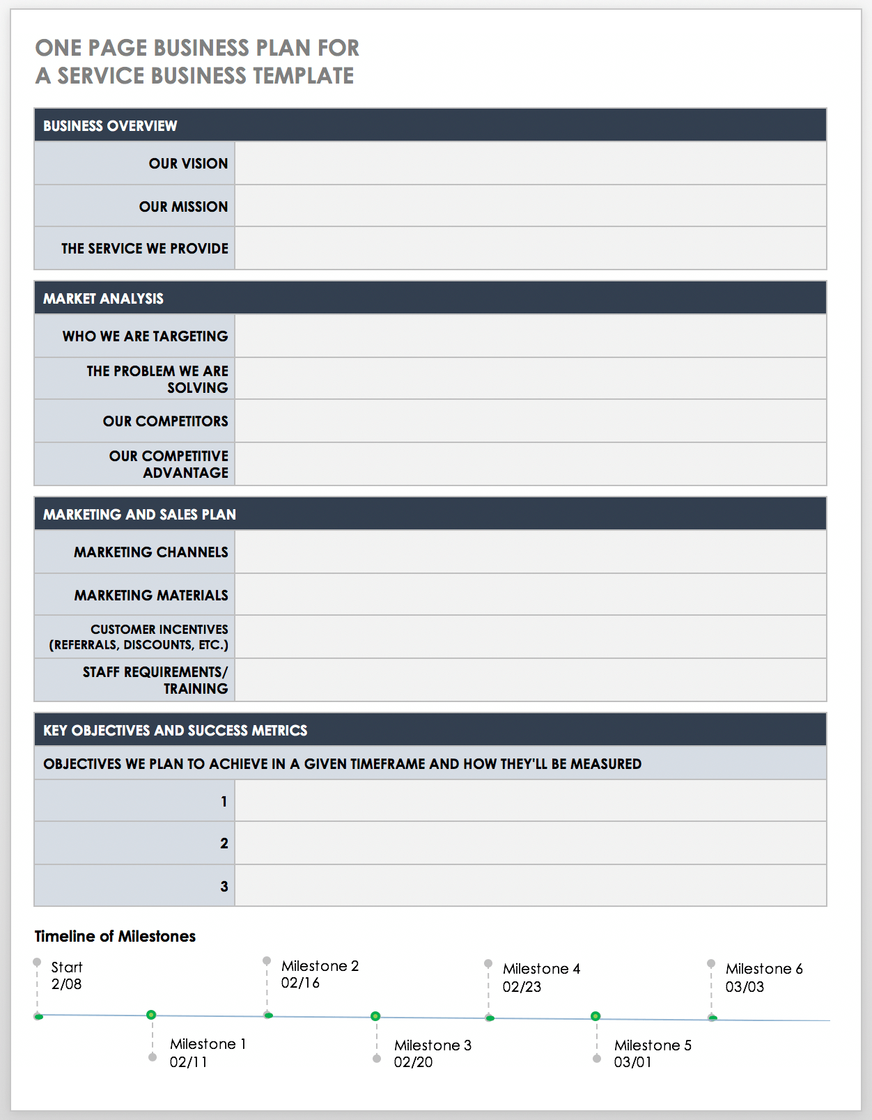 Free One-Page Business Plan Templates  Smartsheet