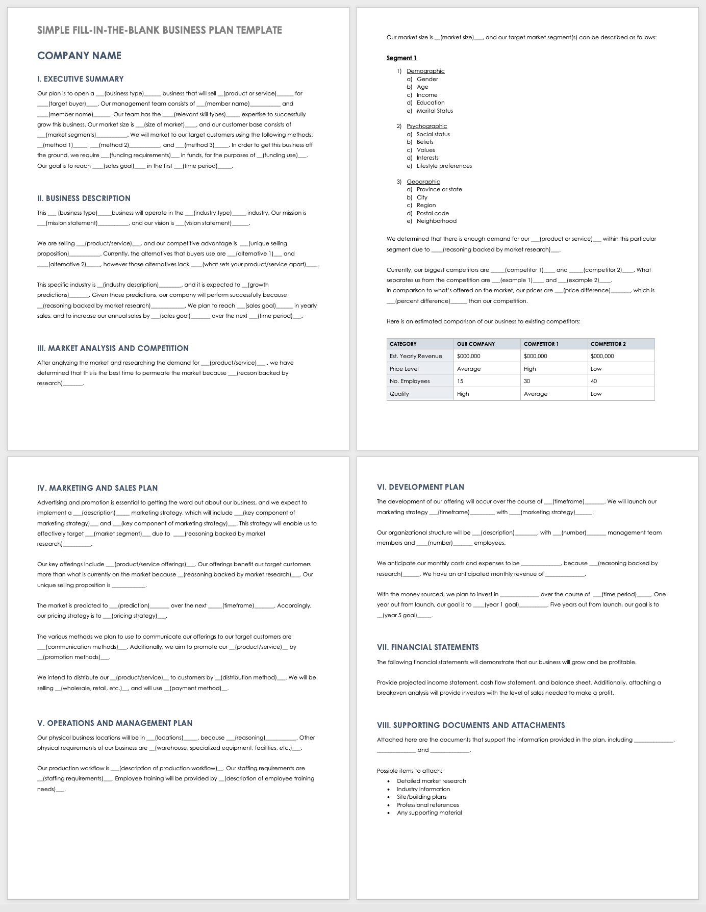 Business Model Template Free from www.smartsheet.com