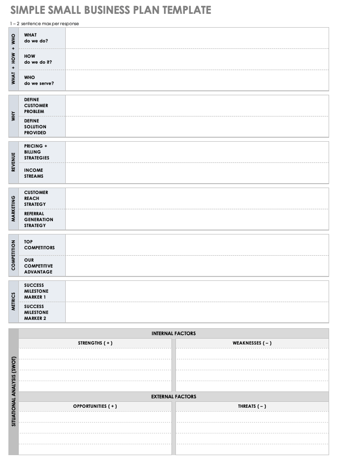 simple business plan for small business template