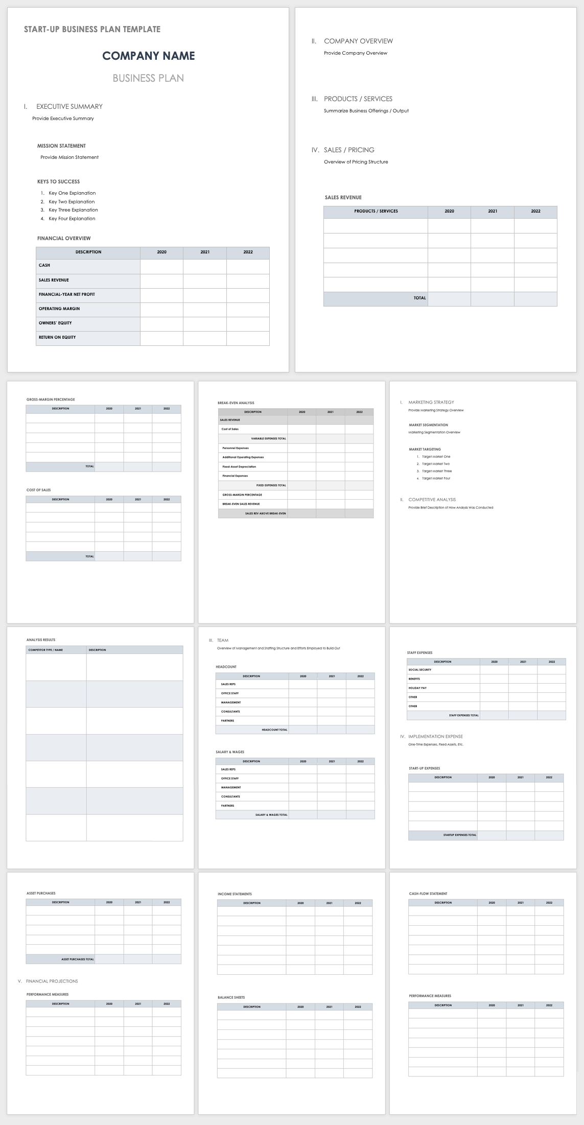 business plans templates for free