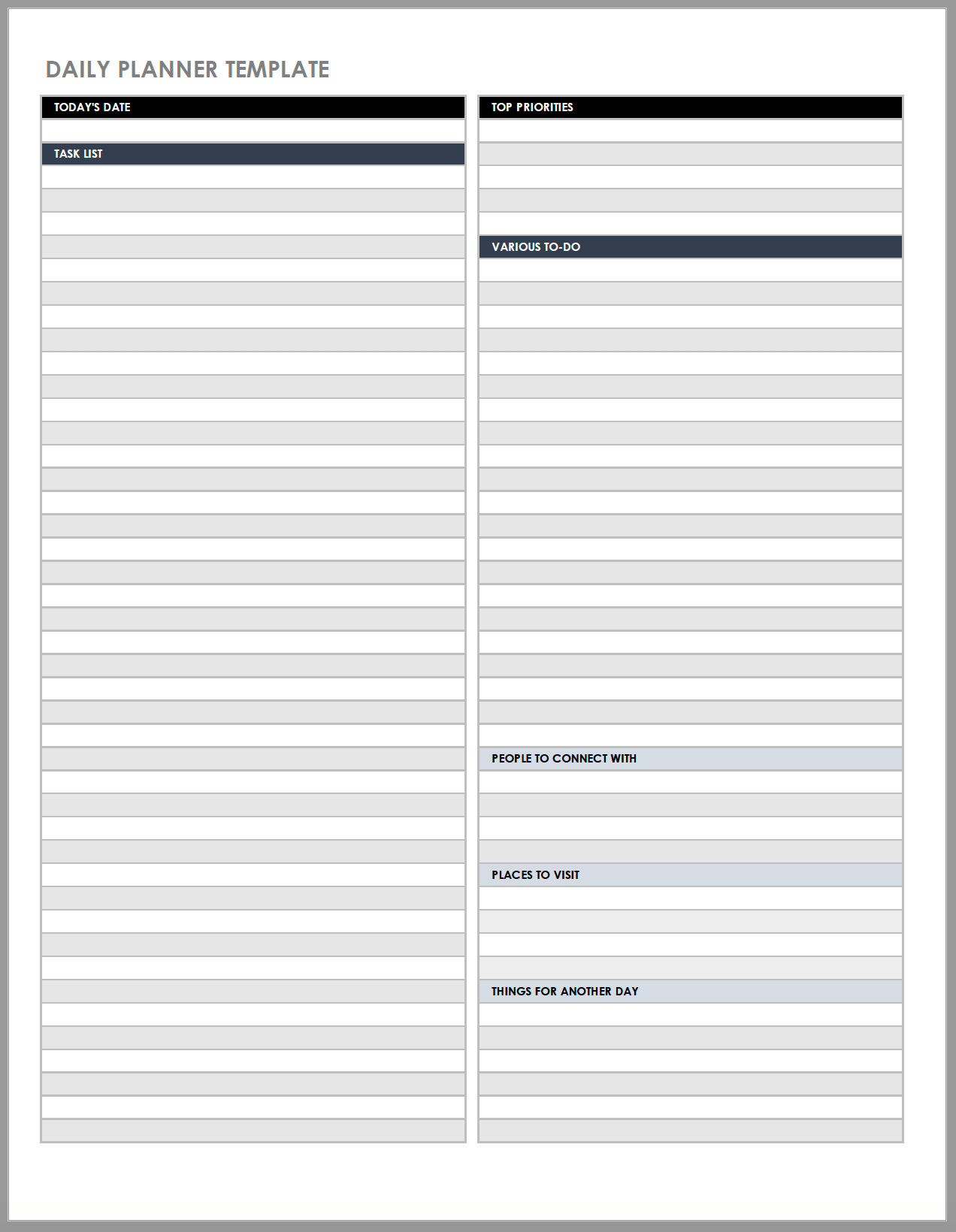 PDF HORIZONTAL Every Day Chore Task Check List 