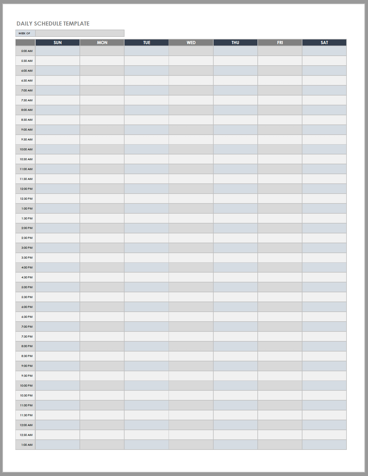 Hourly Schedule Template Printable from www.smartsheet.com