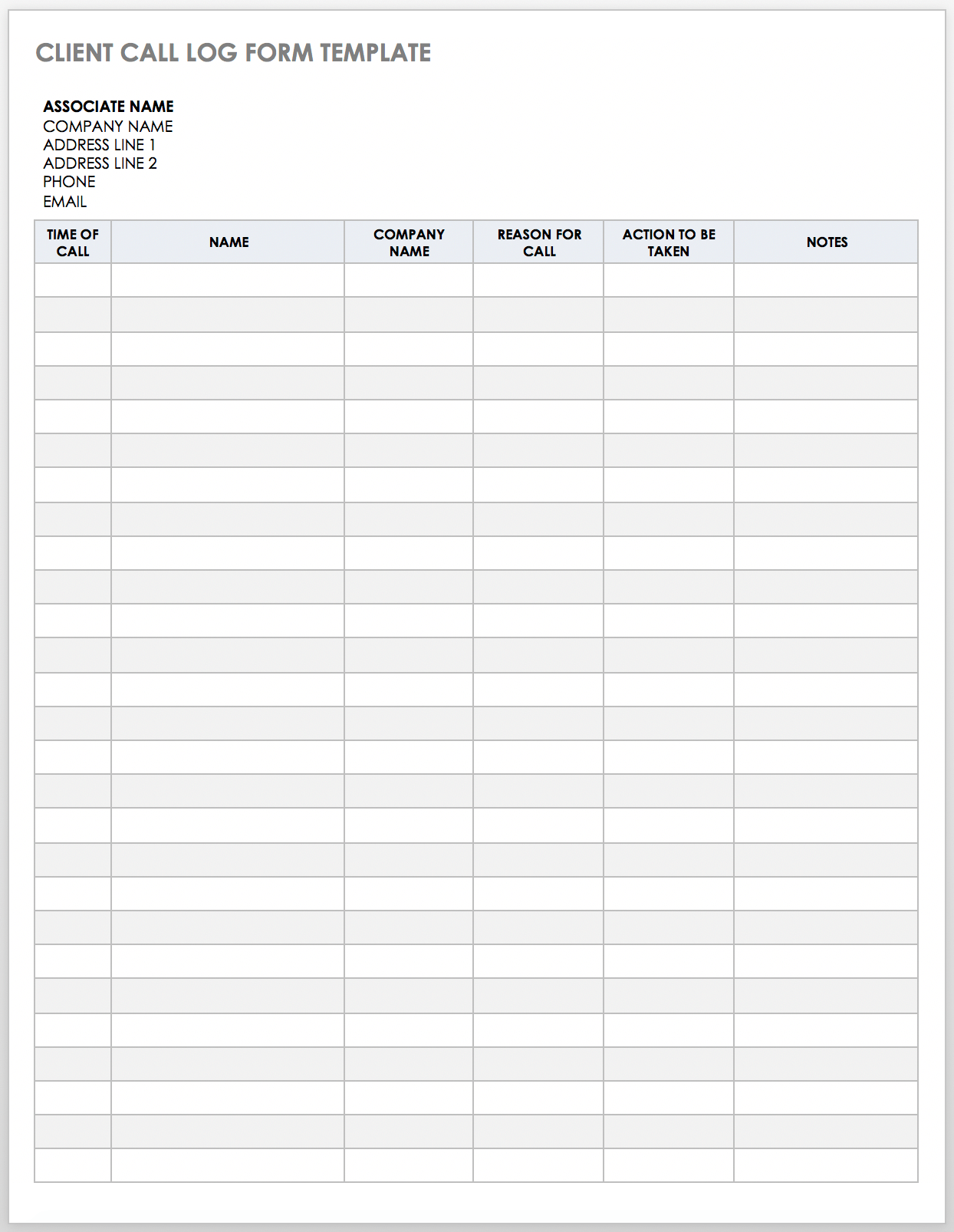 Log Sheet Template Word from www.smartsheet.com