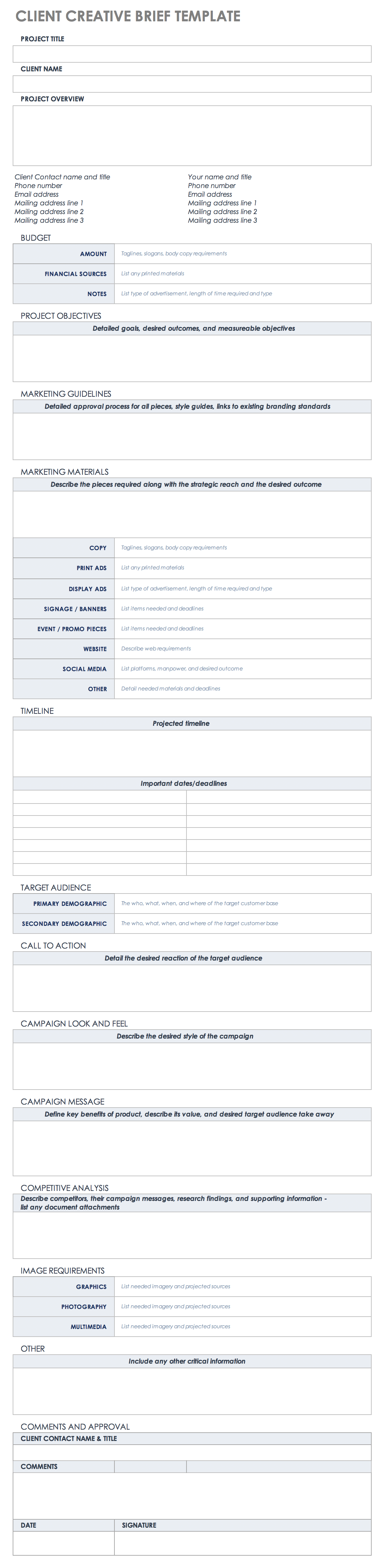 Free Creative Brief Templates - Smartsheet For Brief Op Note Template