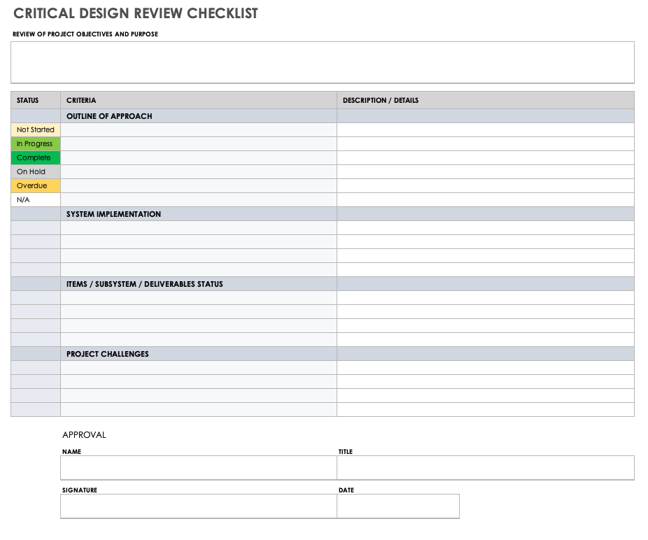 Critical Design Review Checklist