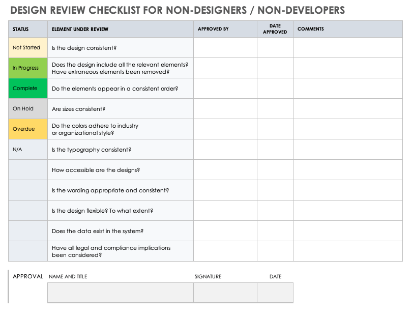 Free Design Review Checklists Smartsheet