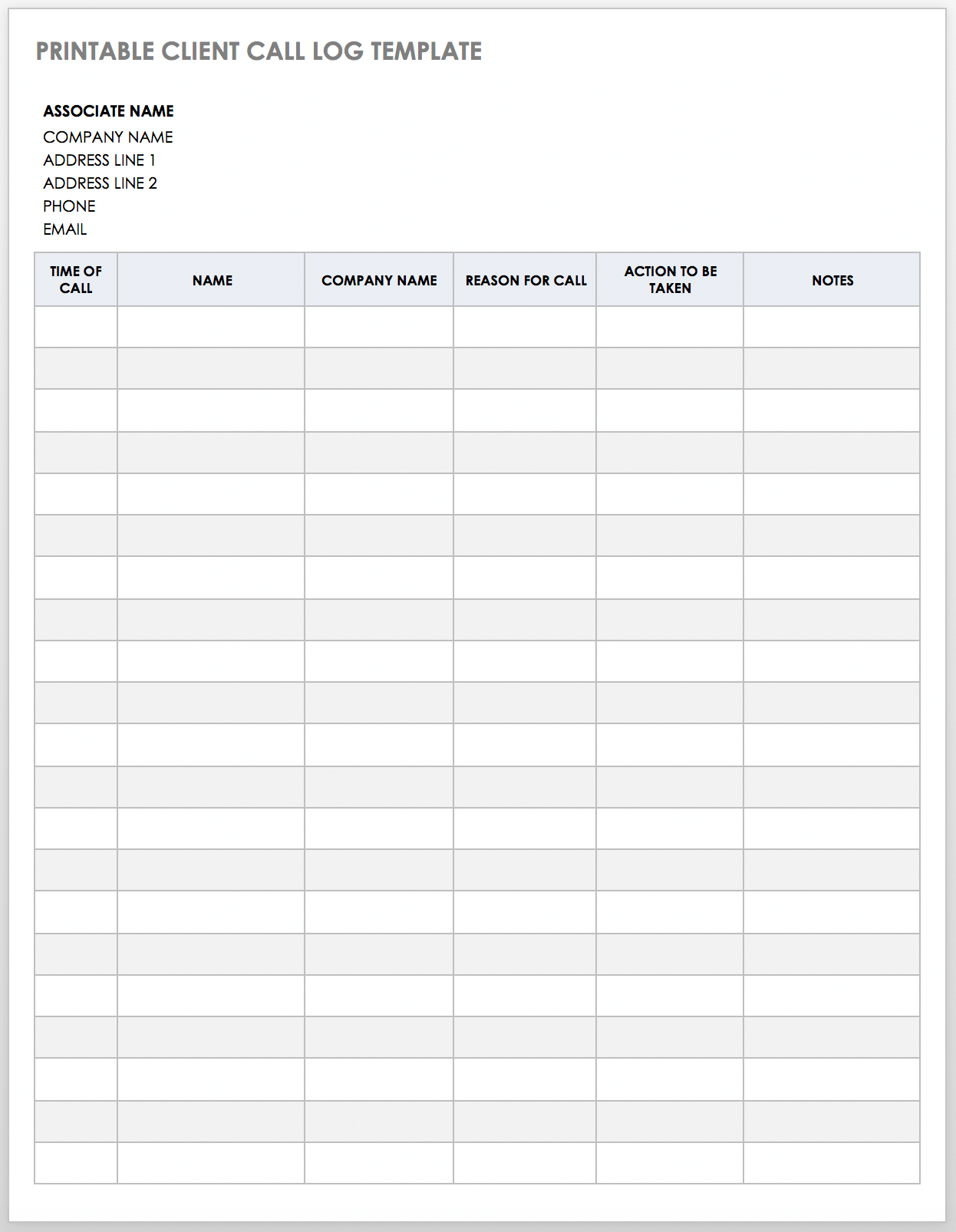 Free Phone Log Template from www.smartsheet.com