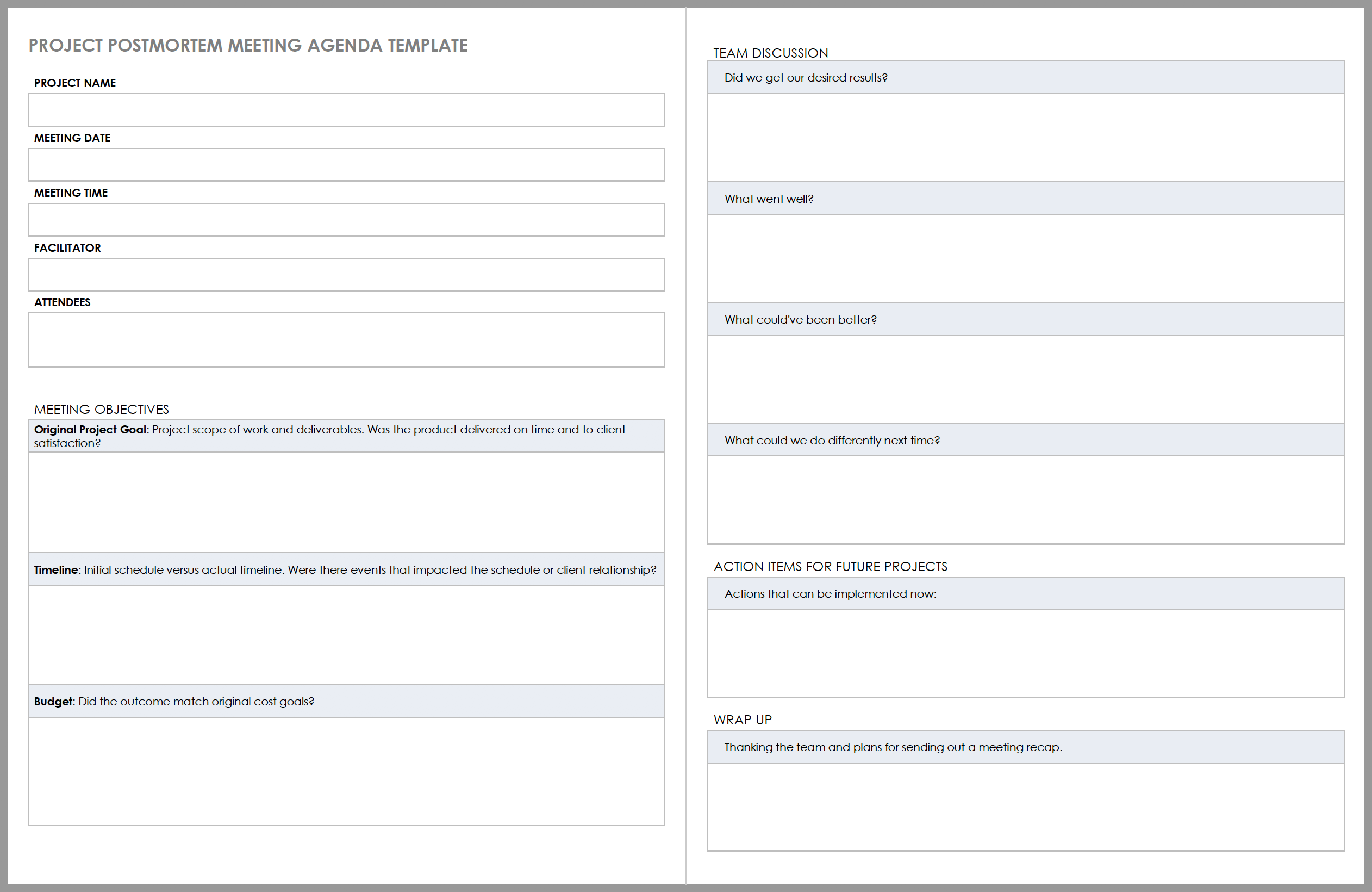 Free Project Post-mortem Templates  Smartsheet Regarding Business Post Mortem Template