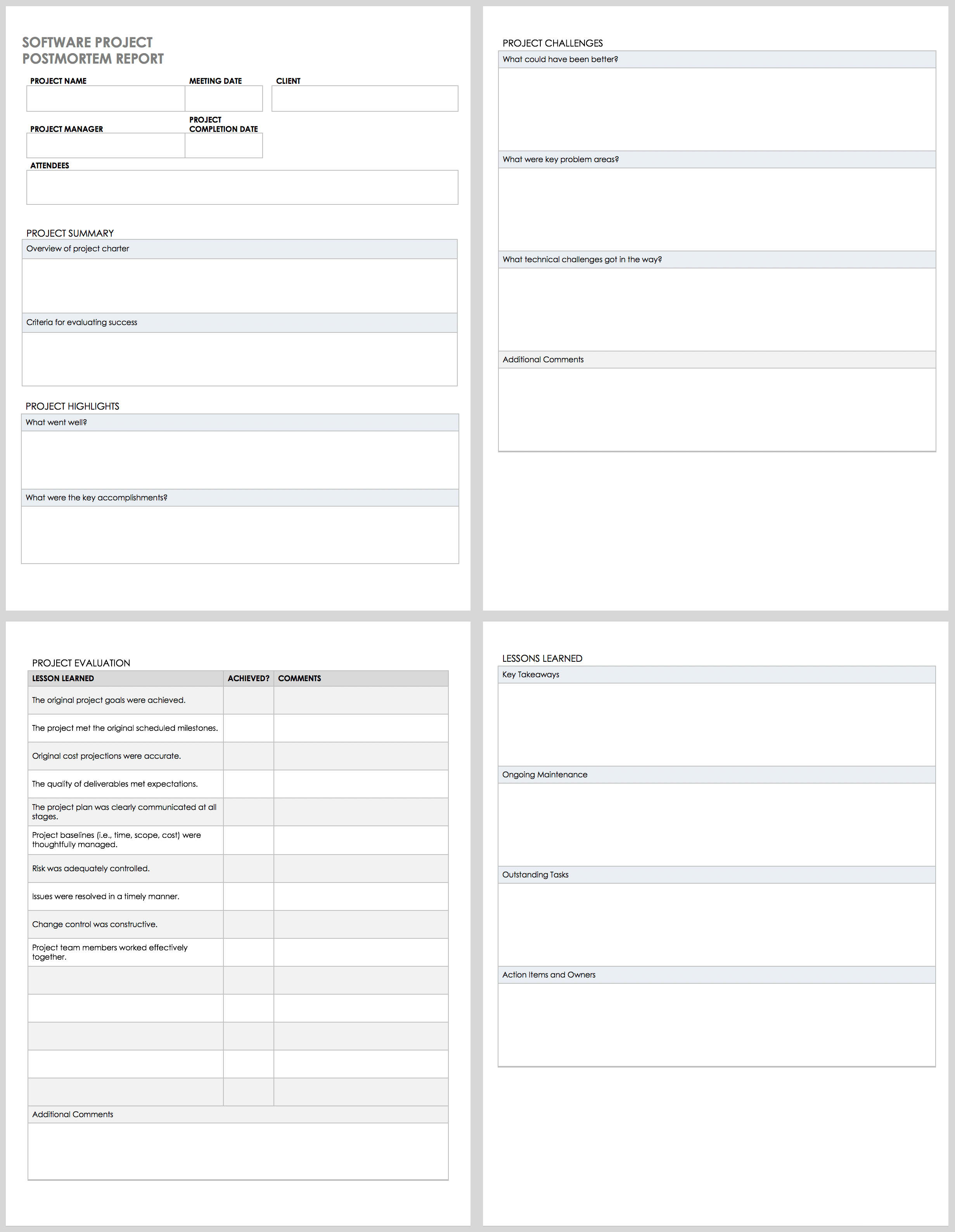 Software Project Postmortem Report Template