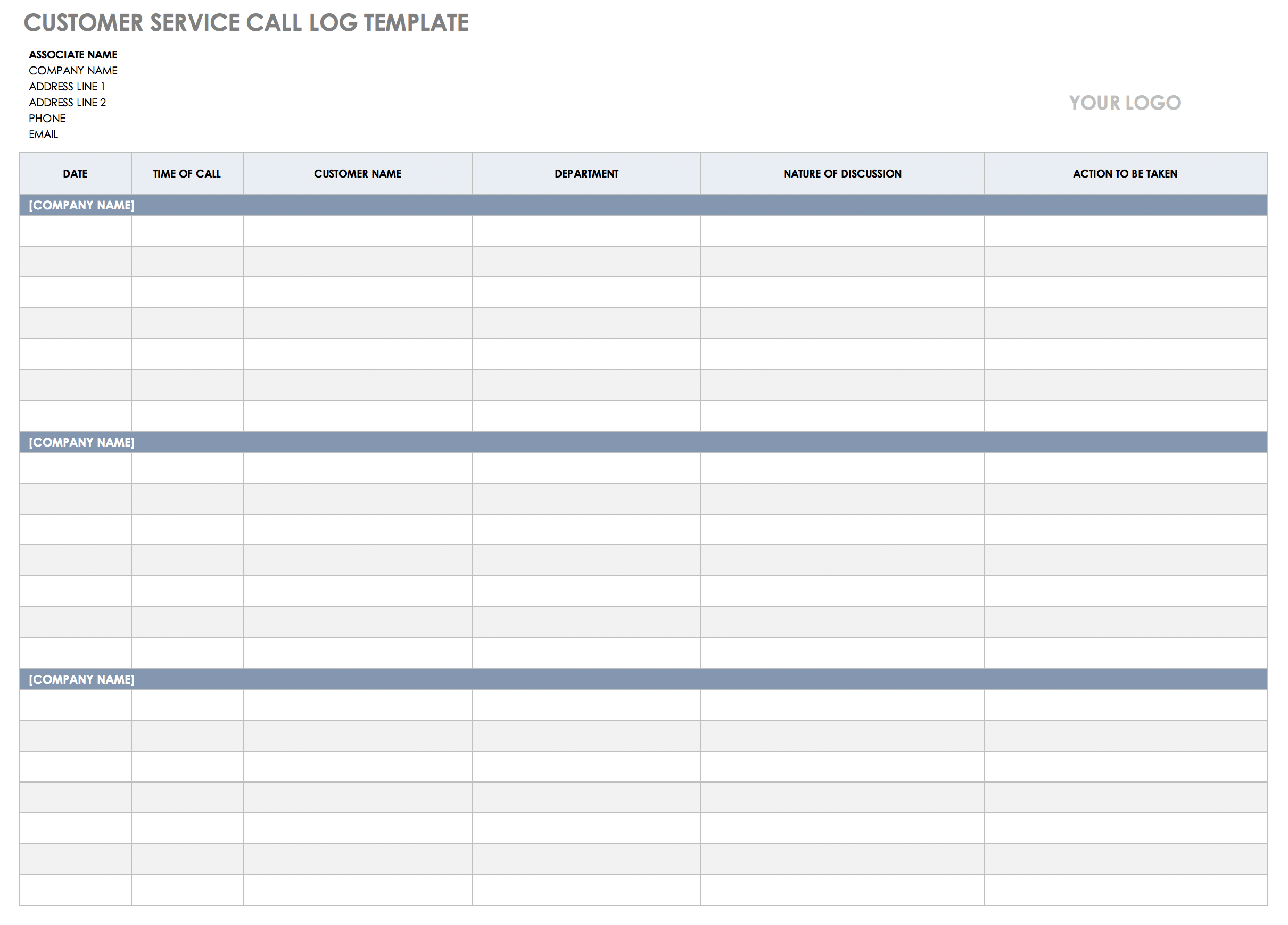 Service Call Log Template from www.smartsheet.com