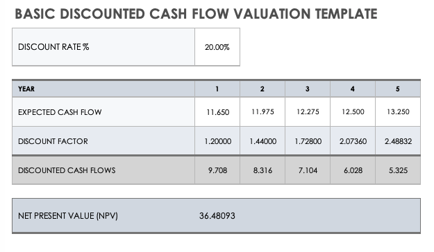 Basic Discounted Cash Flow Valuation Template