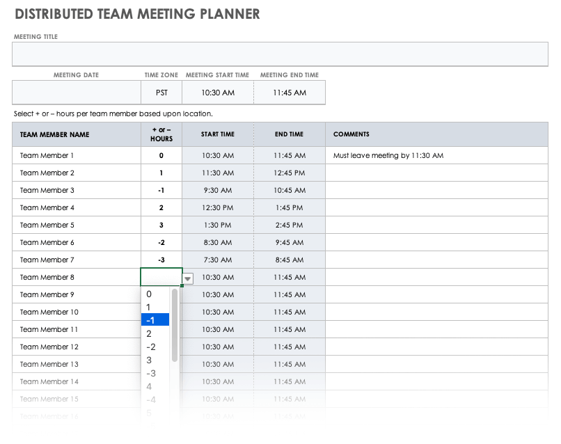 Distributed Team Meeting Planner