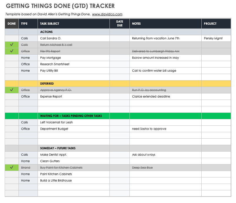 Getting Things Done Tracker