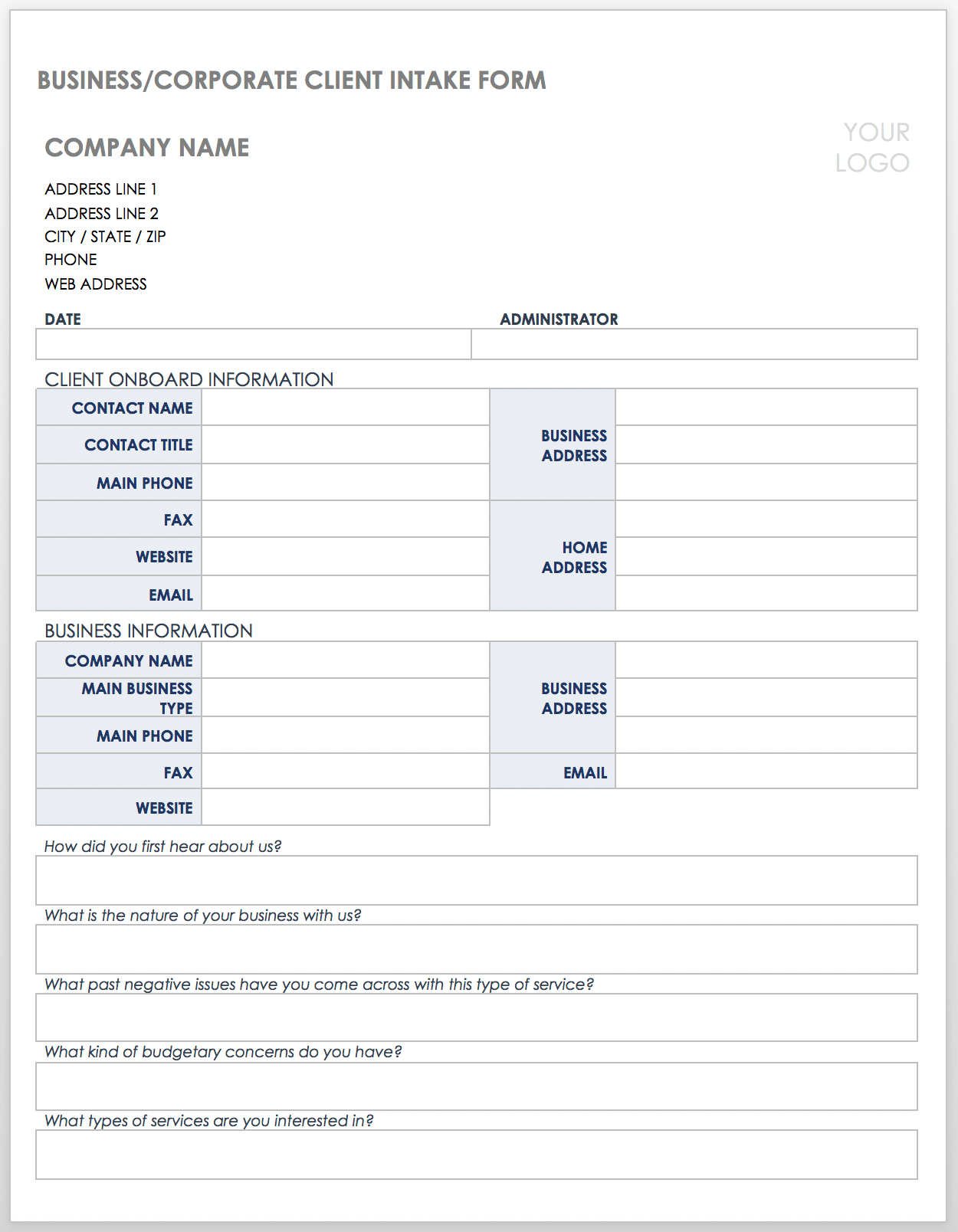 Customer Intake Form Template from www.smartsheet.com