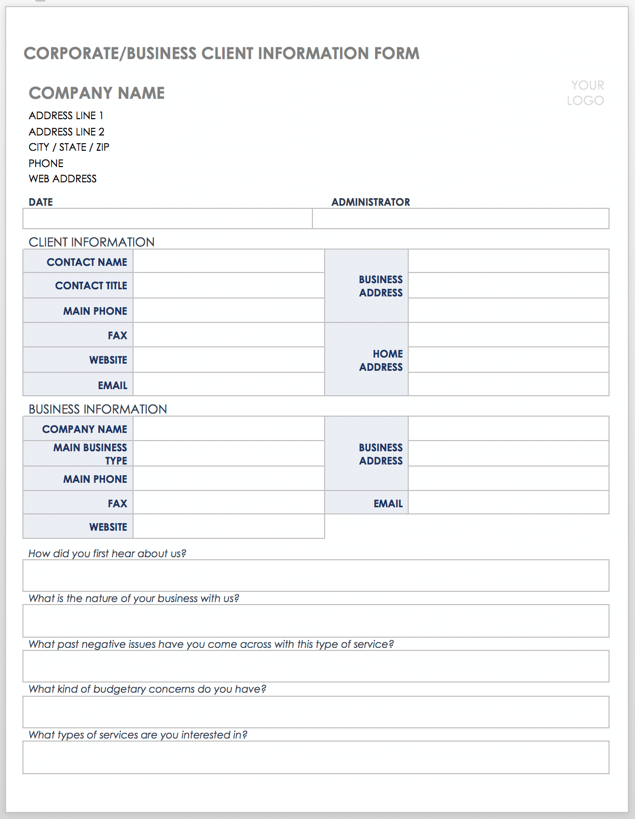 Business Information Template from www.smartsheet.com