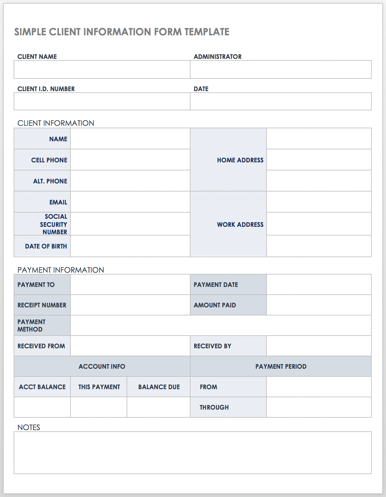 Customer Information Form