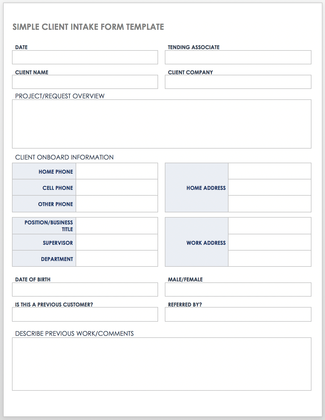 New Patient Intake Form Template from www.smartsheet.com