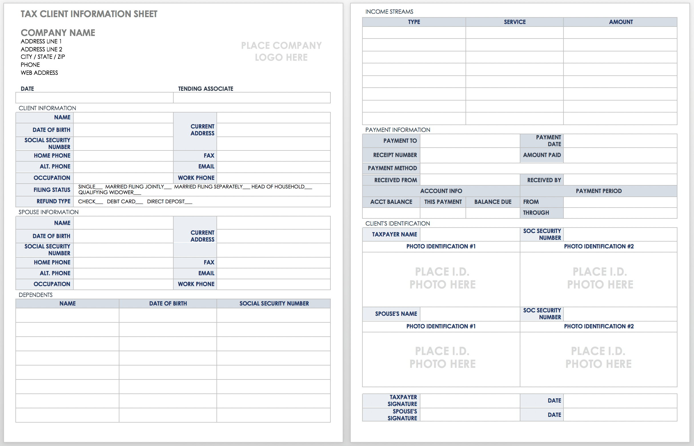 Free Client Information Forms & Templates  Smartsheet For Customer Information Card Template