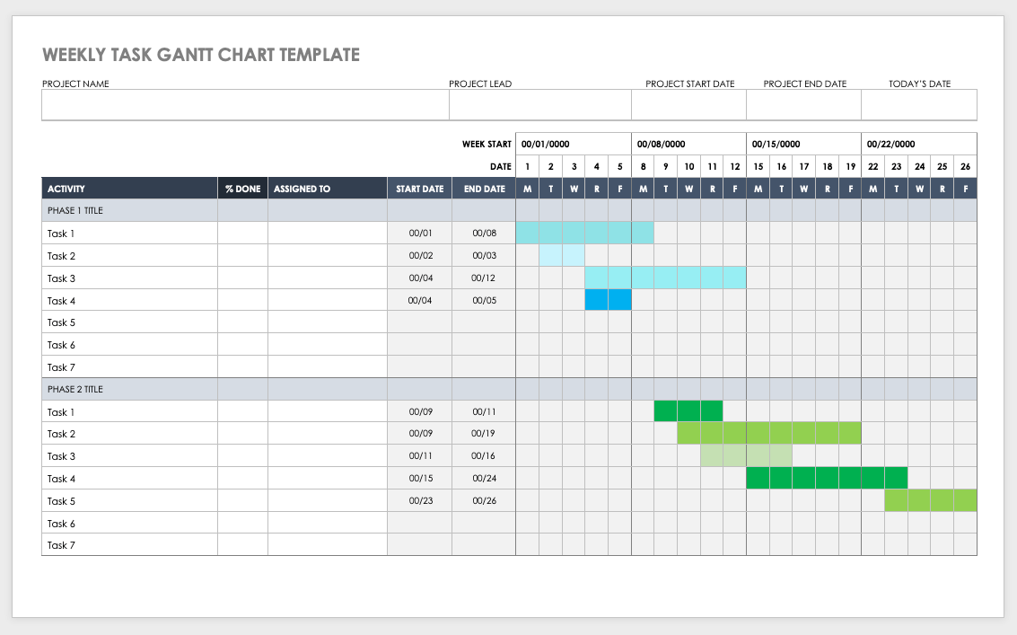 Weekly Task Gantt Chart Template