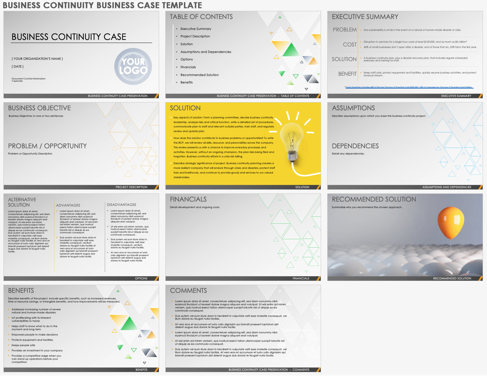 Business Continuity Business Case Template