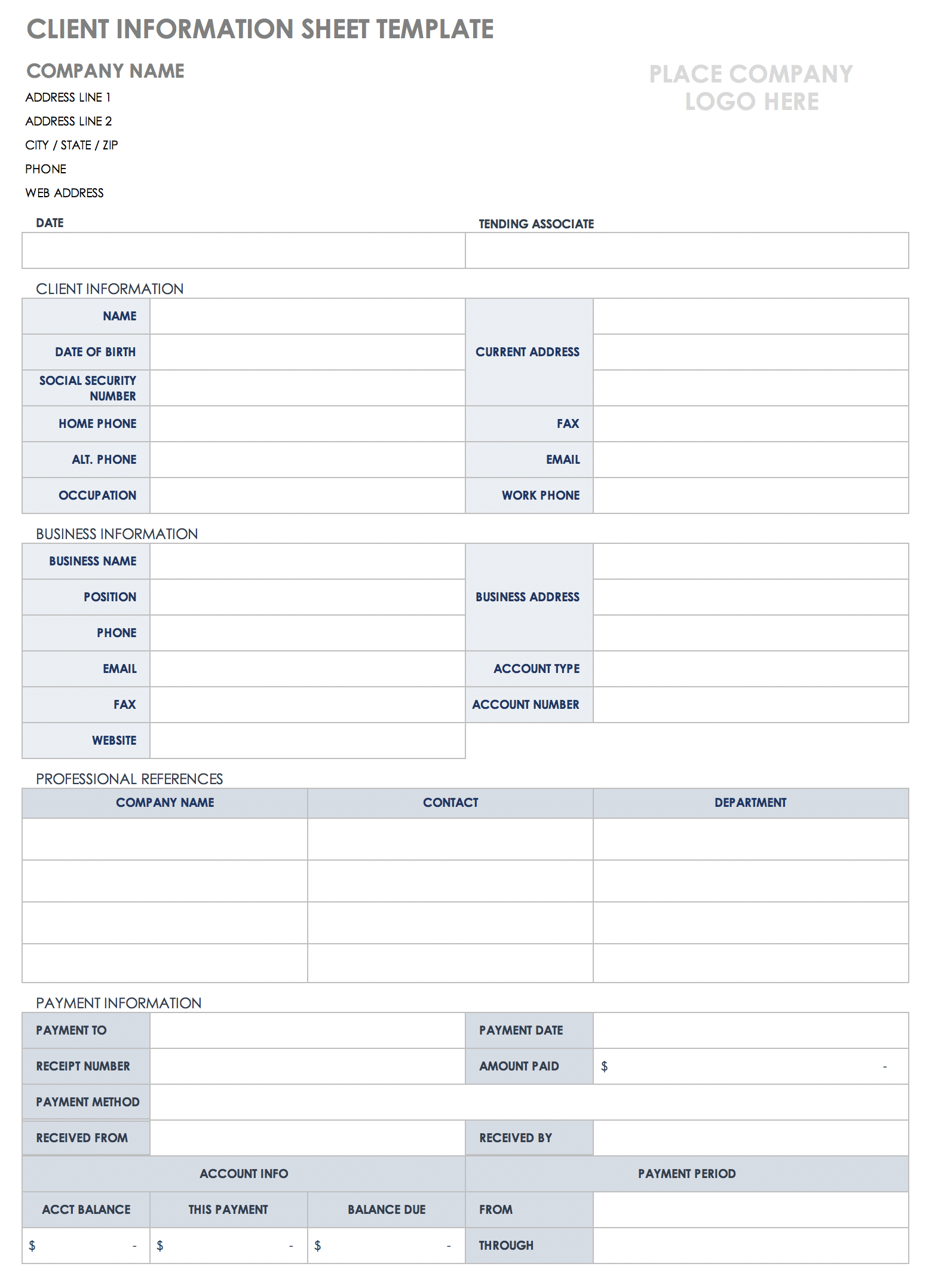 Worksheet client personal trainer Personal Trainer