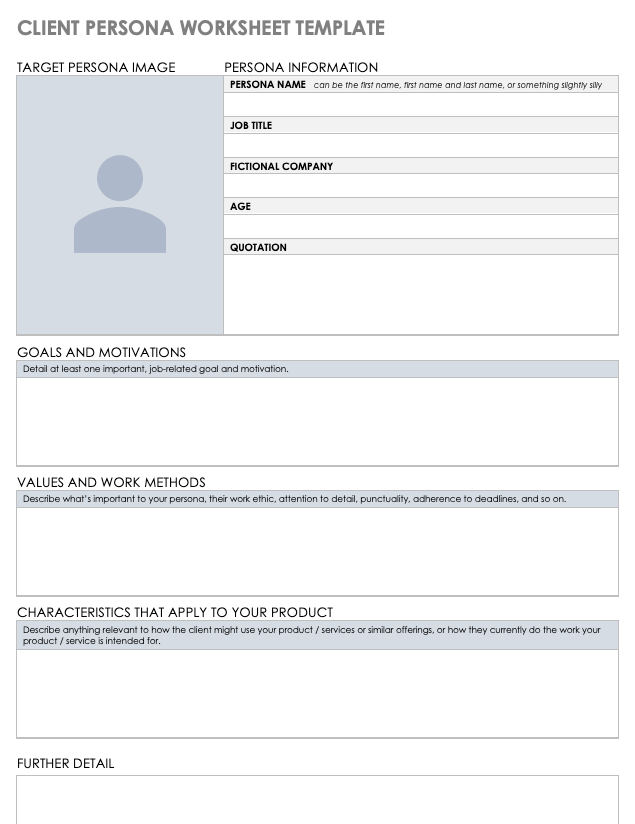 Client Persona Worksheet Template