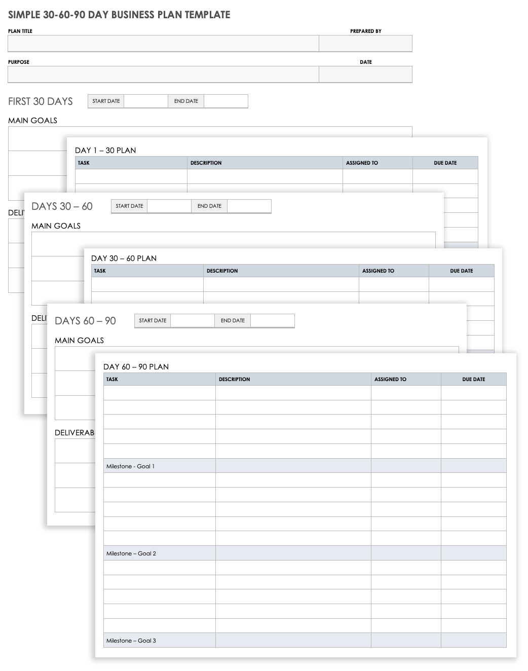 Free 30 60 90 Day Plan Template Excel
