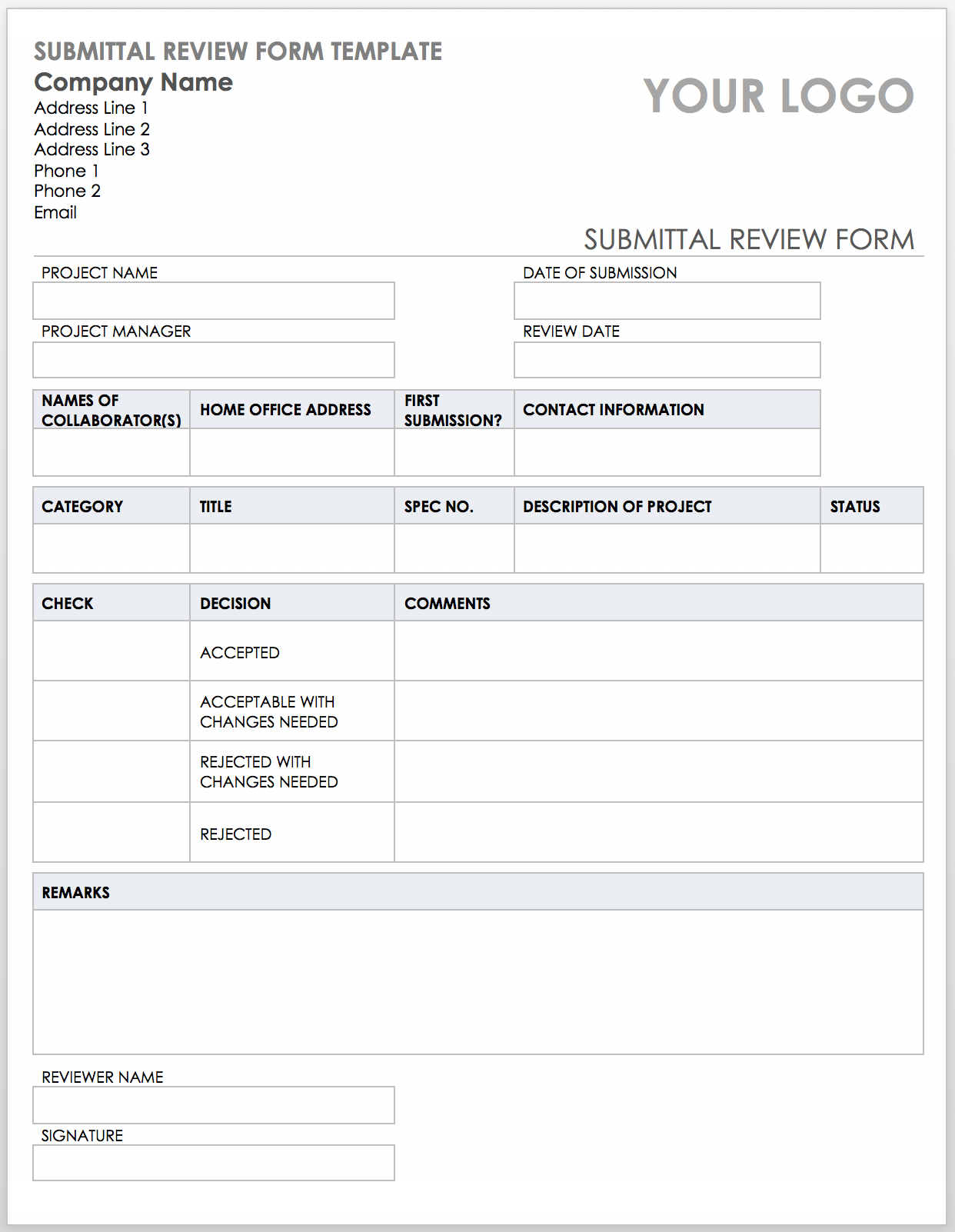 Construction Transmittal Form Template