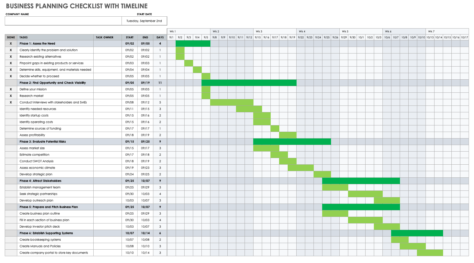 business plan example excel