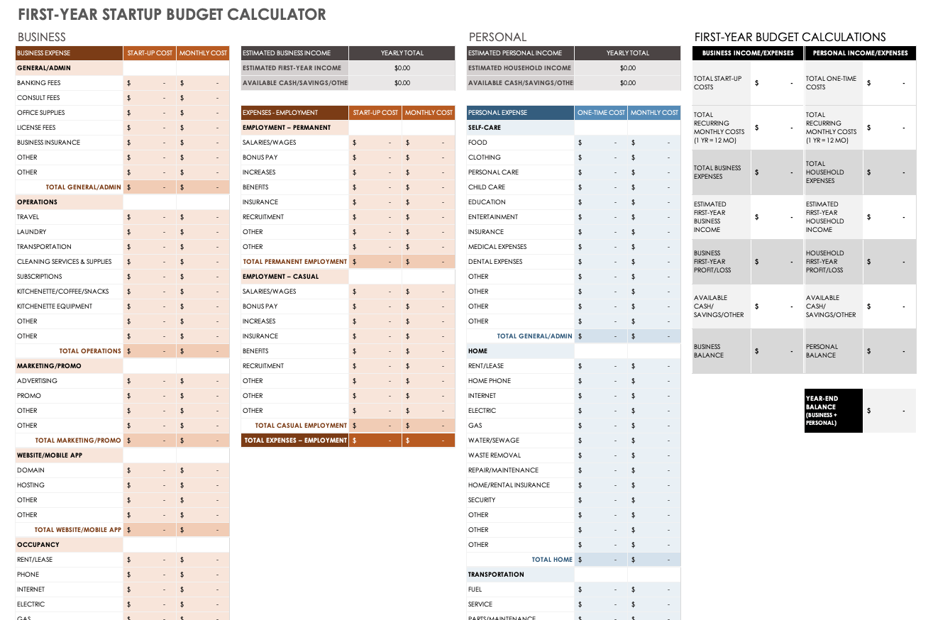 Free Startup Budget Templates  Smartsheet With Budget Template For Startup Business