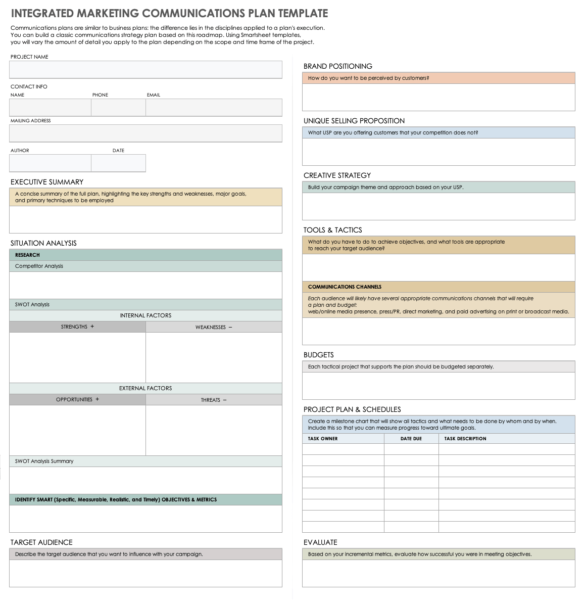 Integrated Marketing Plan Template