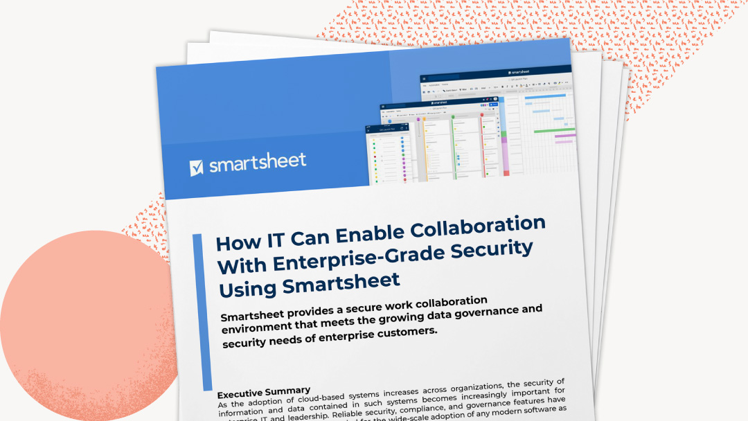Cover for the Smartsheet guide: "How IT Can Enable Collaboration With Enterprise-Grade Security Using Smartsheet"