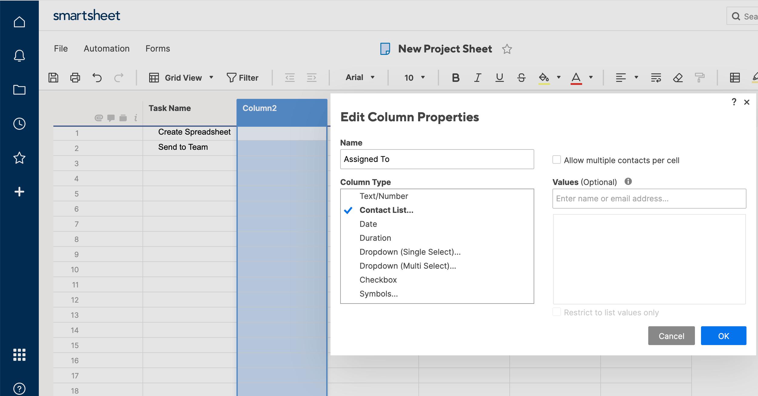 Add Assigned to Column
