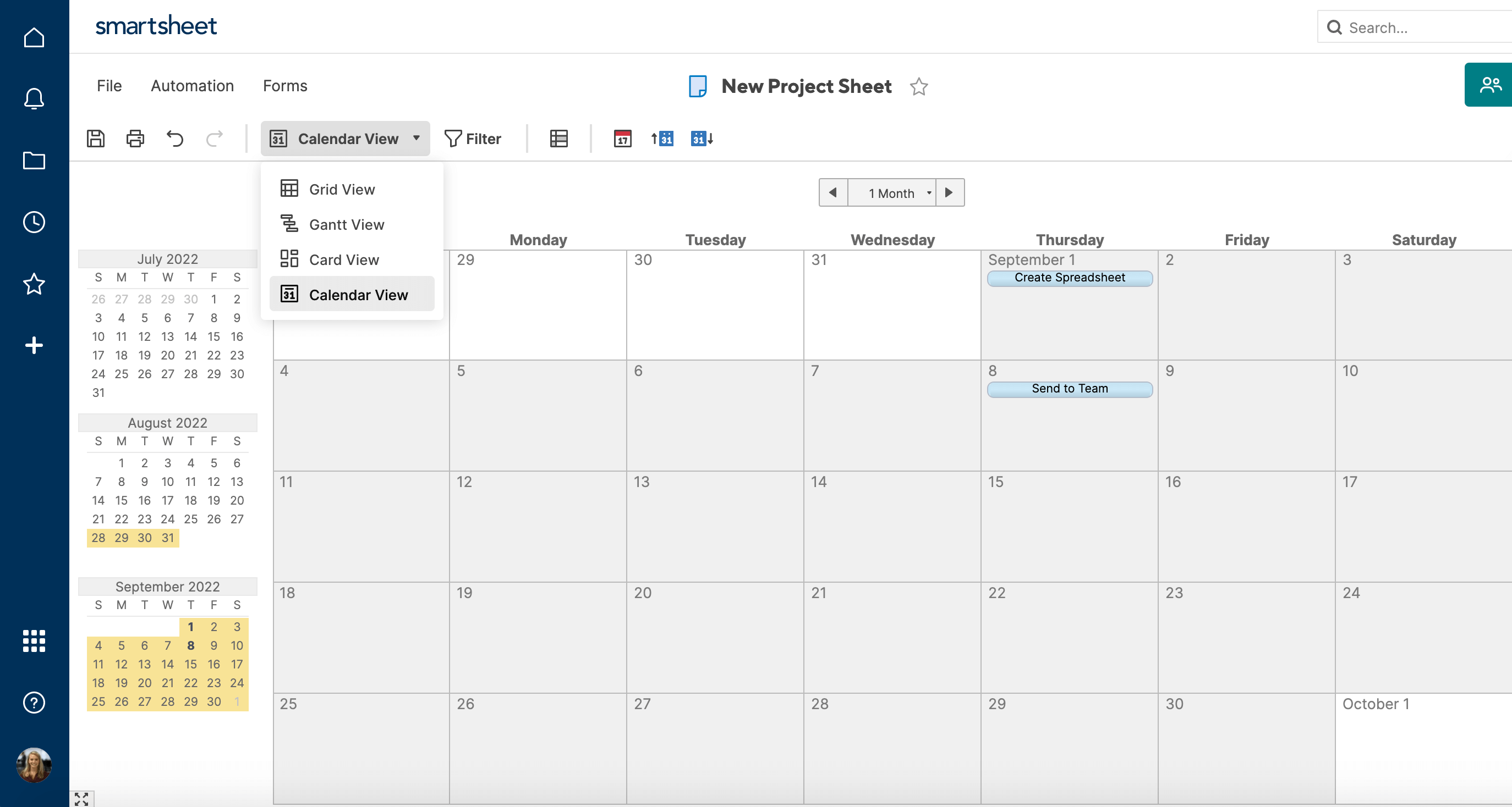 Calendar View Smartsheet