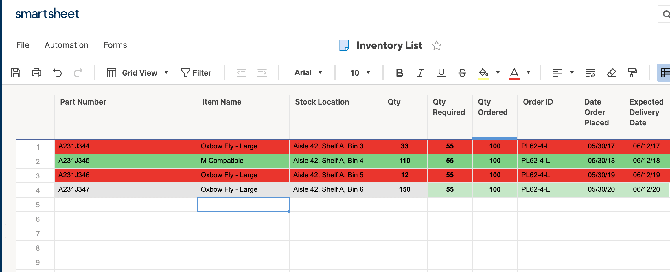 Conditional formatting