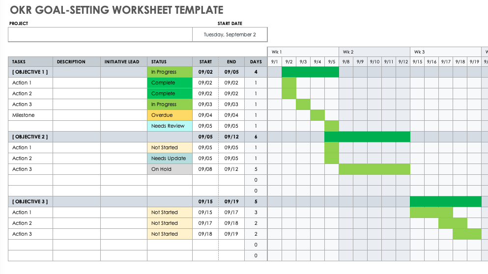 OKR Goal Setting Worksheet Template