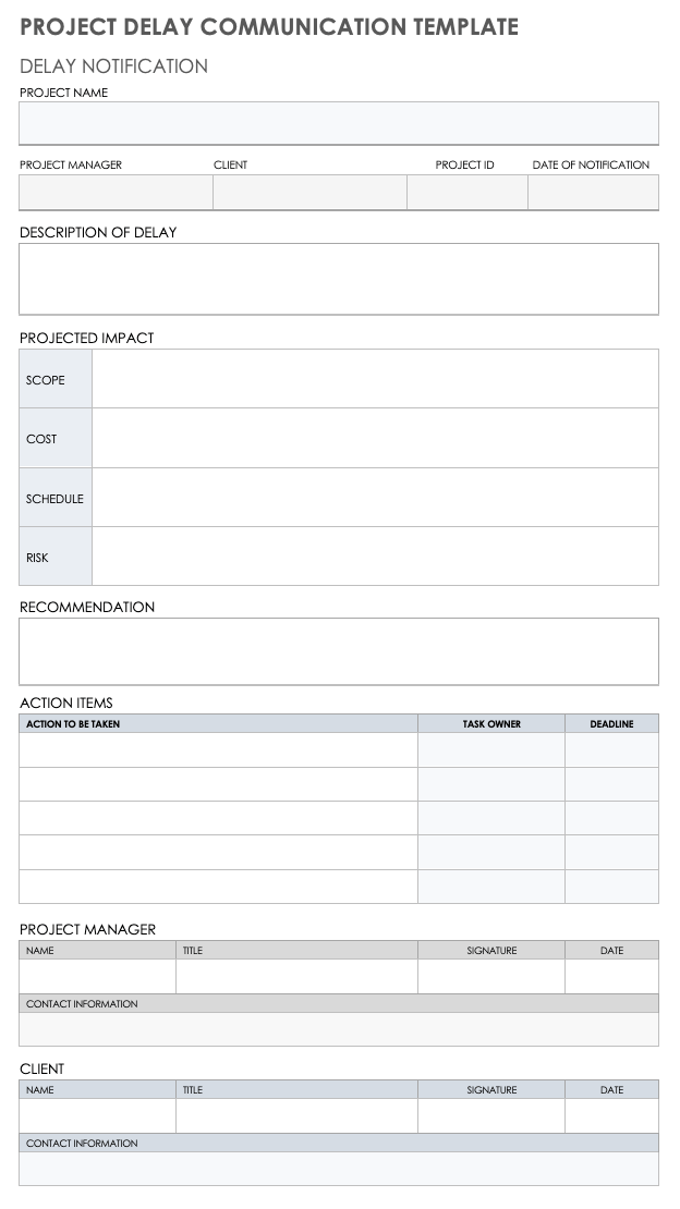 Project Delay Communication Template