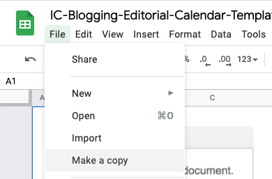 Blogging Calendar Make a Copy